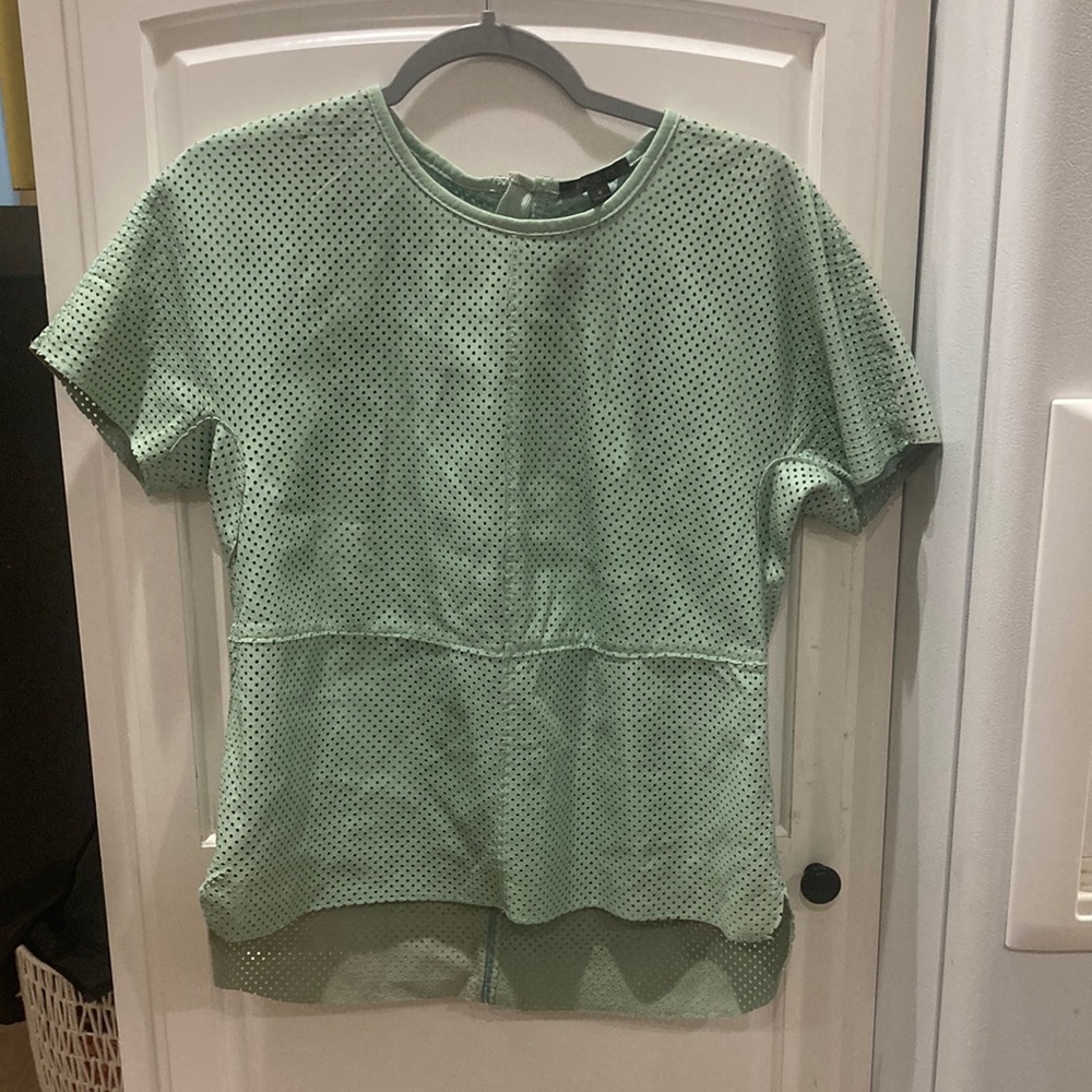 Rachel Zoe leather top size 6. 100 % leather lamb material light mint green